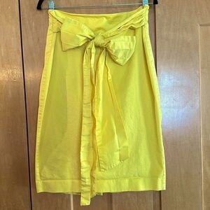 🌼 New York & Company pinup retro Mad Men yellow pencil skirt w/ bow large